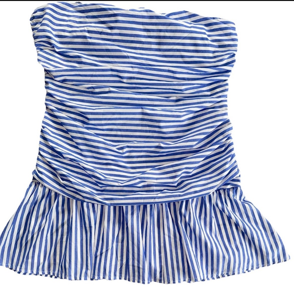 Forever 21 Blue & White Striped Strapless Ruched Mini Dress - Size XL - NWT